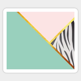 Abstract zebra print, color blocking mint Sticker